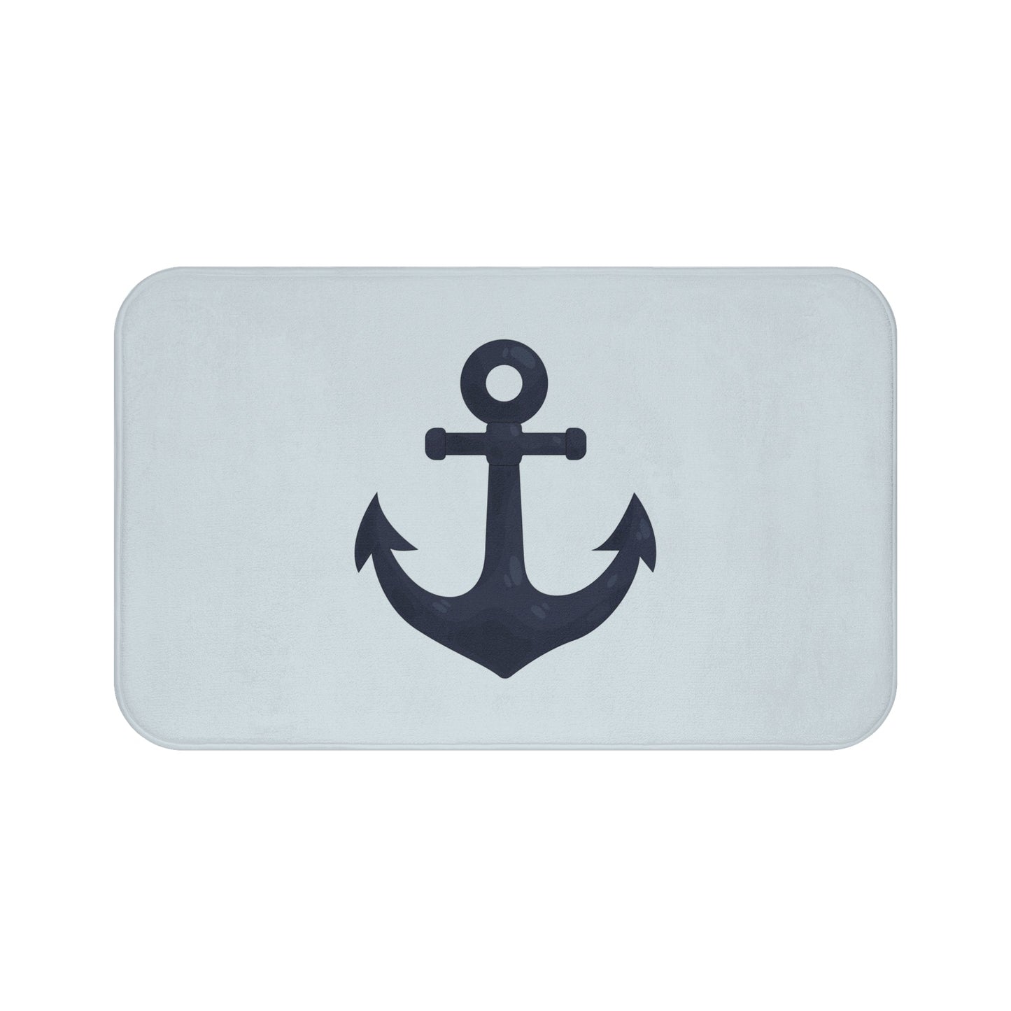 Elegant Nautical Anchor Bath Mat — Coastal Pale Blue Bathroom Rug