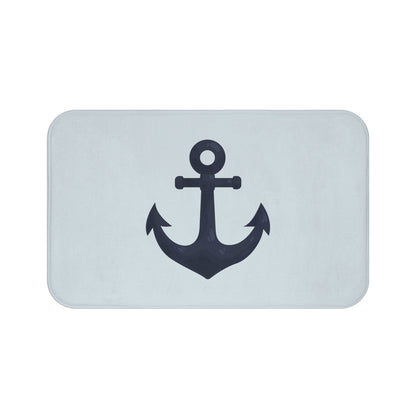Elegant Nautical Anchor Bath Mat — Coastal Pale Blue Bathroom Rug