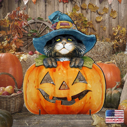 Black Cat Pumpkin Halloween Outdoor Decor by G. DeBrekht - Thanksgiving Halloween Decor - 8158416F