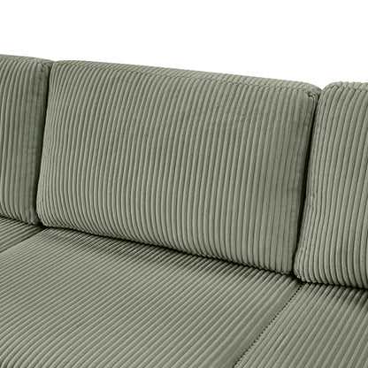Oversized Sectional U-Shaped Sofa With Chaise Lounge And Three Soft Throw Pillows