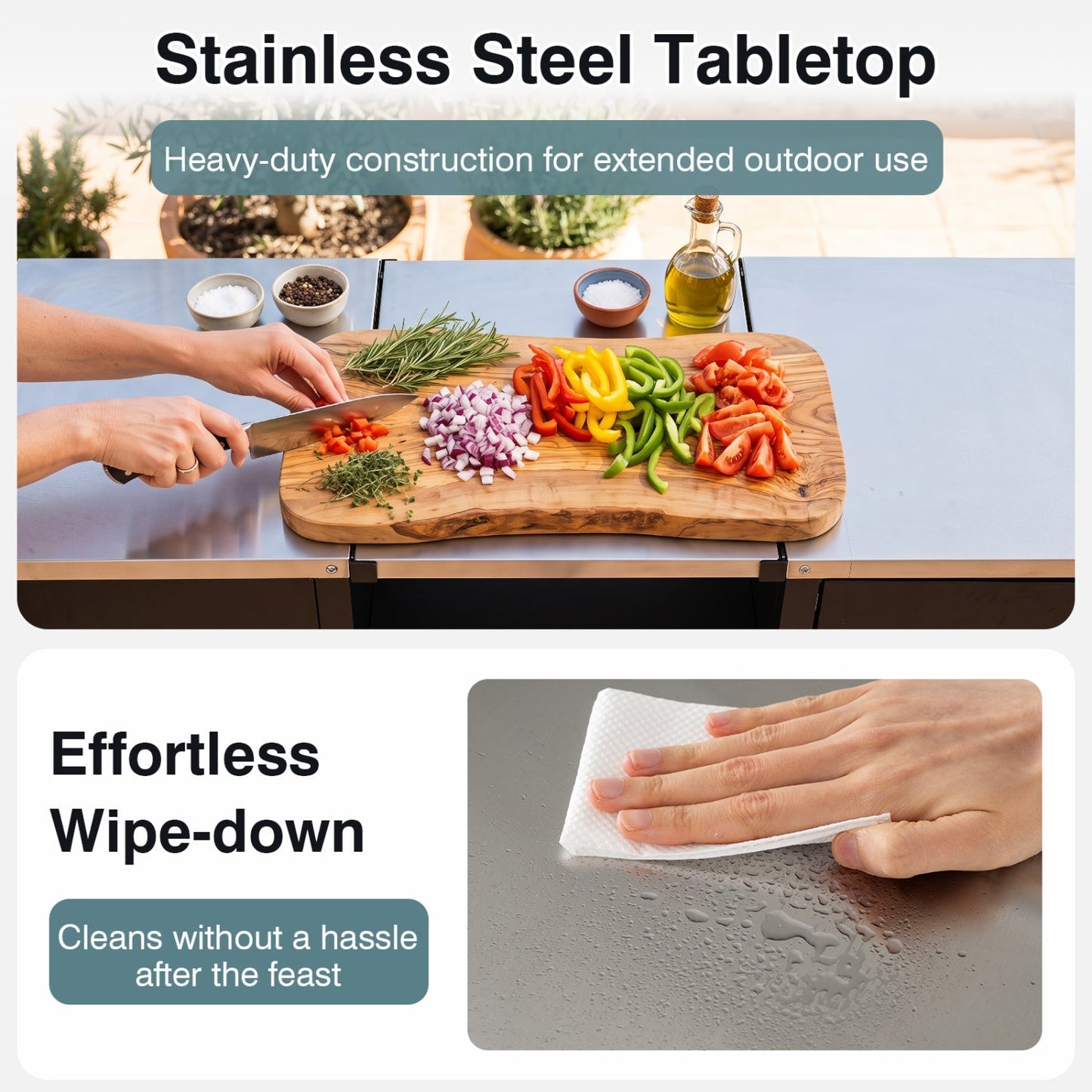 Outdoor Grill Table 59" with Removable Shelves & Storage