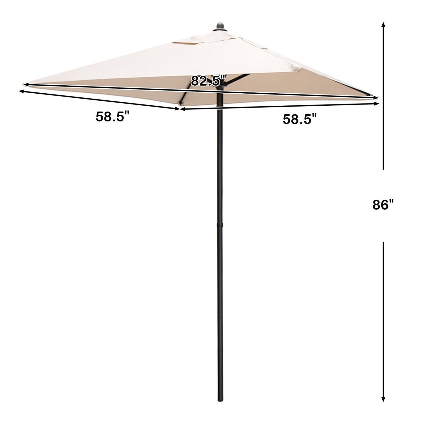5 Foot Square Patio Market Umbrella with 4 Ribs