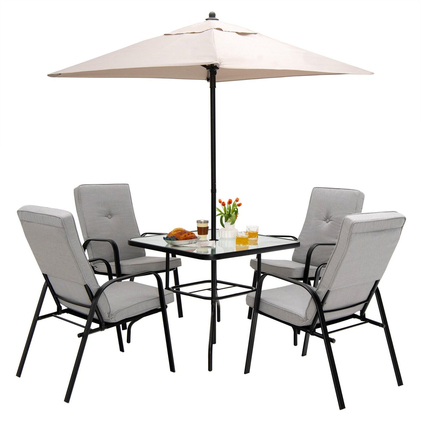 5 Foot Square Patio Market Umbrella with 4 Ribs