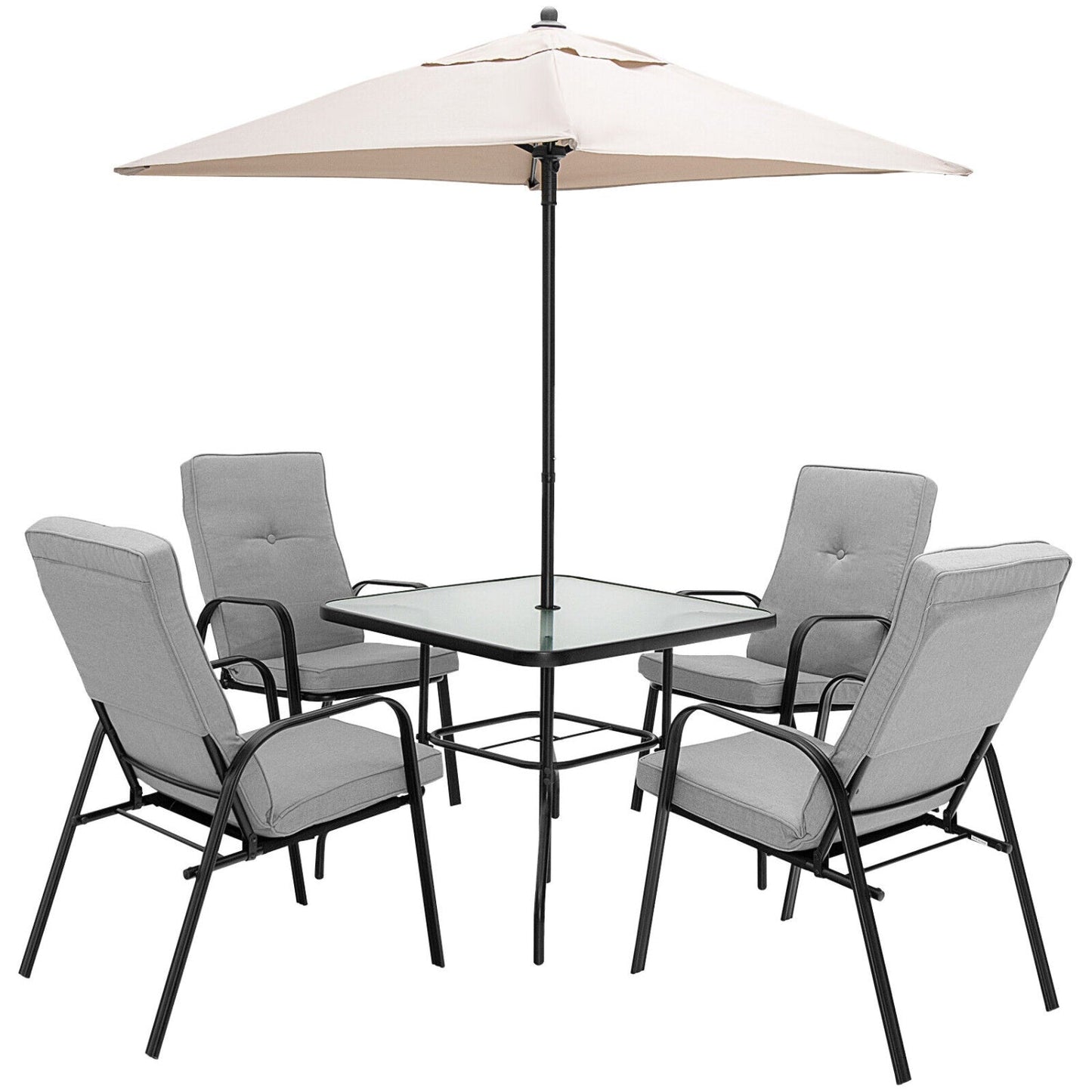 5 Foot Square Patio Market Umbrella with 4 Ribs
