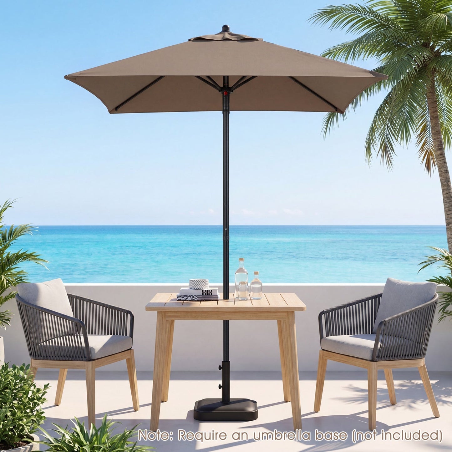 5 Foot Square Patio Market Umbrella with 4 Ribs