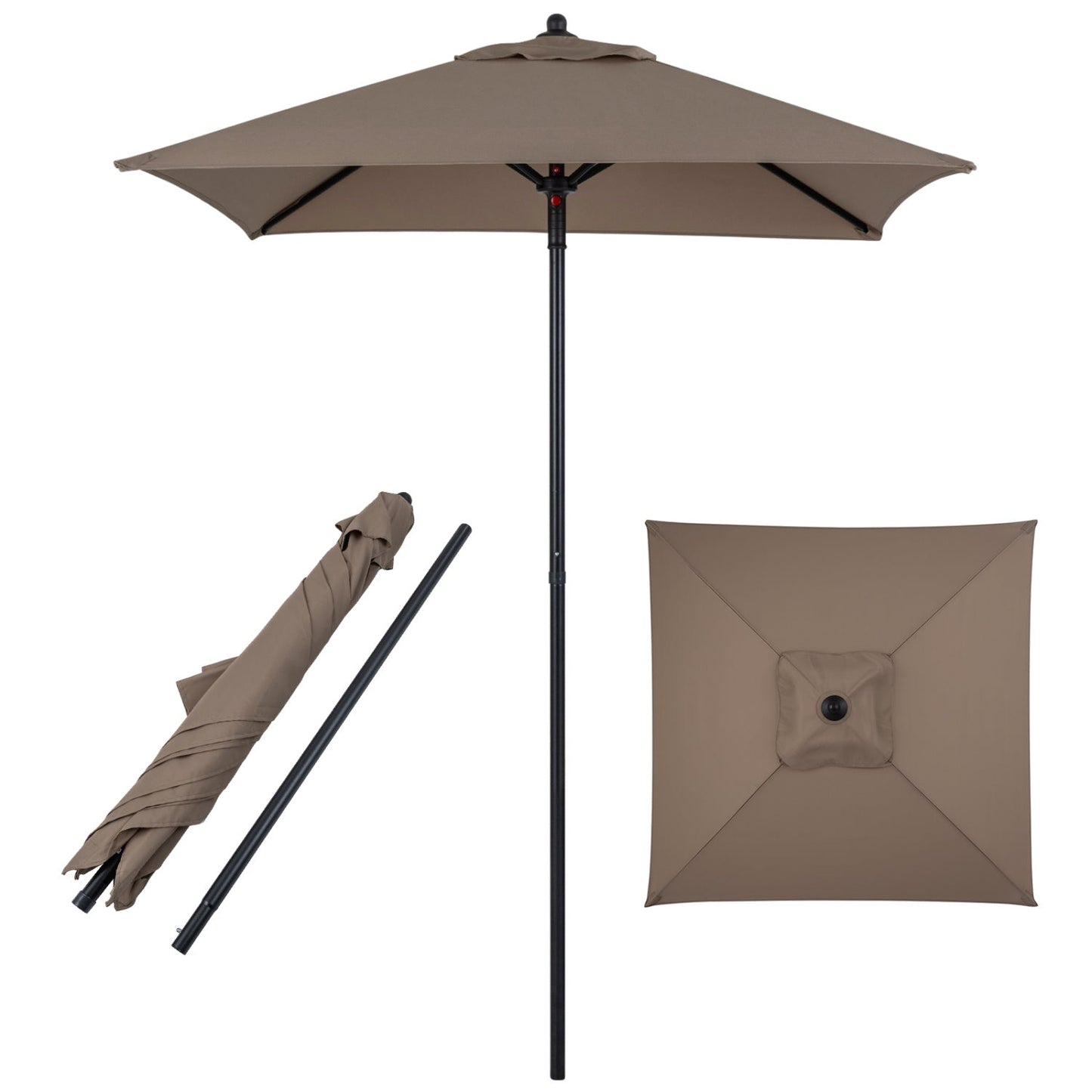 5 Foot Square Patio Market Umbrella with 4 Ribs