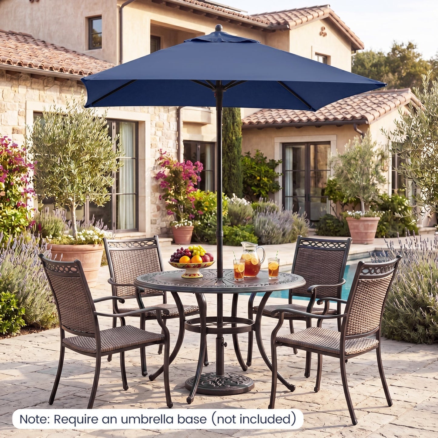 5 Foot Square Patio Market Umbrella with 4 Ribs
