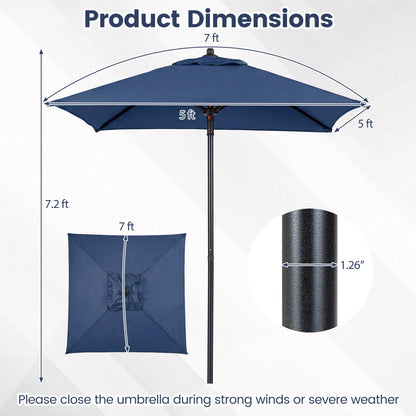 5 Foot Square Patio Market Umbrella with 4 Ribs