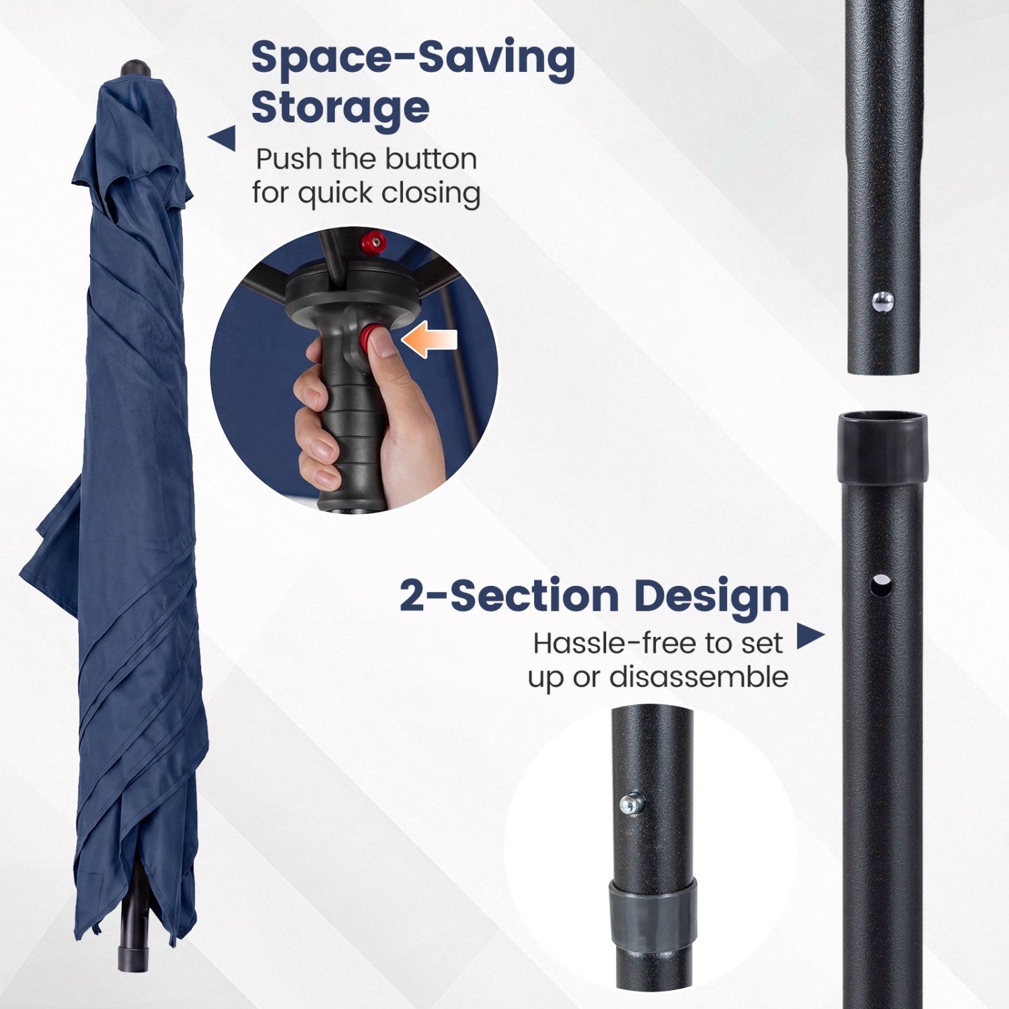5 Foot Square Patio Market Umbrella with 4 Ribs