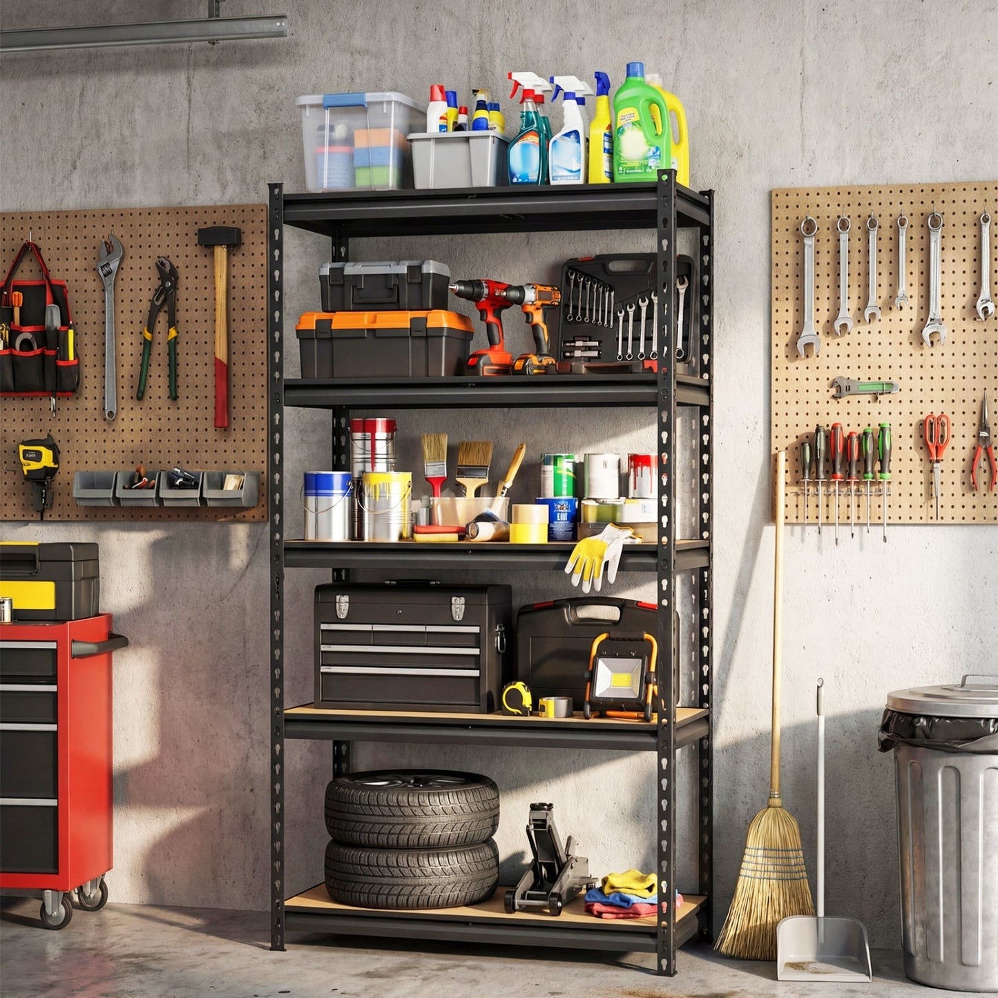 5-Tier Garage Shelving Unit 2200 LBS Heavy Duty Metal Storage Shelves