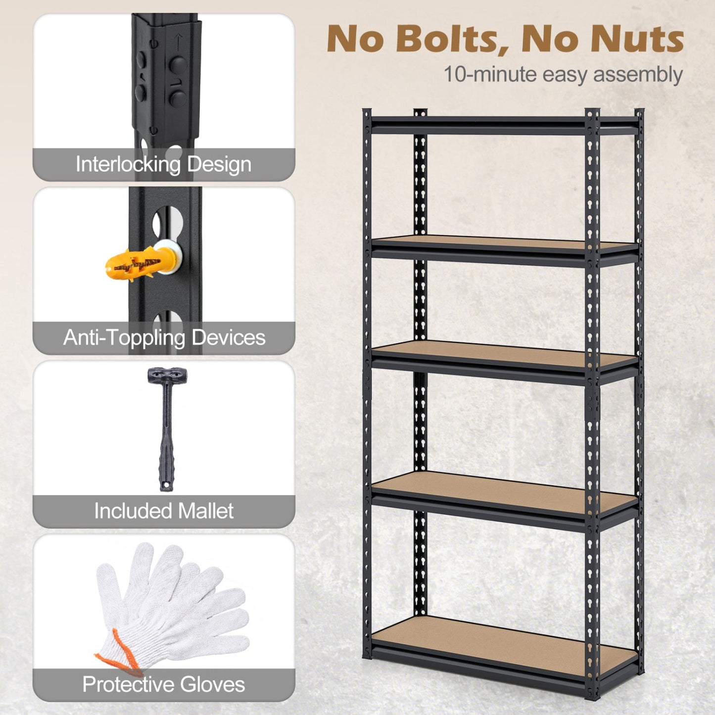 5-Tier Garage Shelving Unit 2200 LBS Heavy Duty Metal Storage Shelves