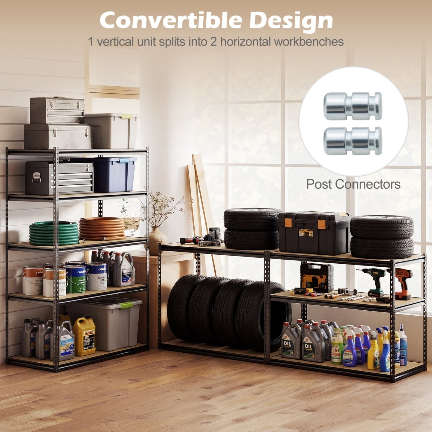 5-Tier Heavy Duty Garage Shelving Unit - 2200 LBS Capacity