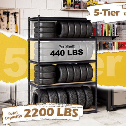 5-Tier Heavy Duty Garage Shelving Unit - 2200 LBS Capacity