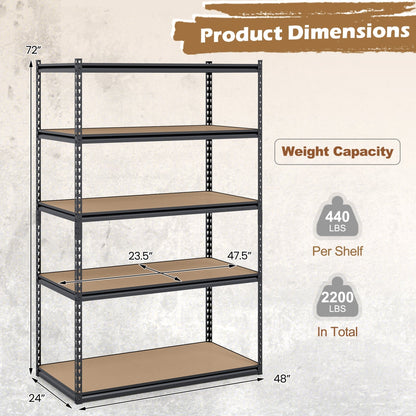 5-Tier Heavy Duty Garage Shelving Unit - 2200 LBS Capacity