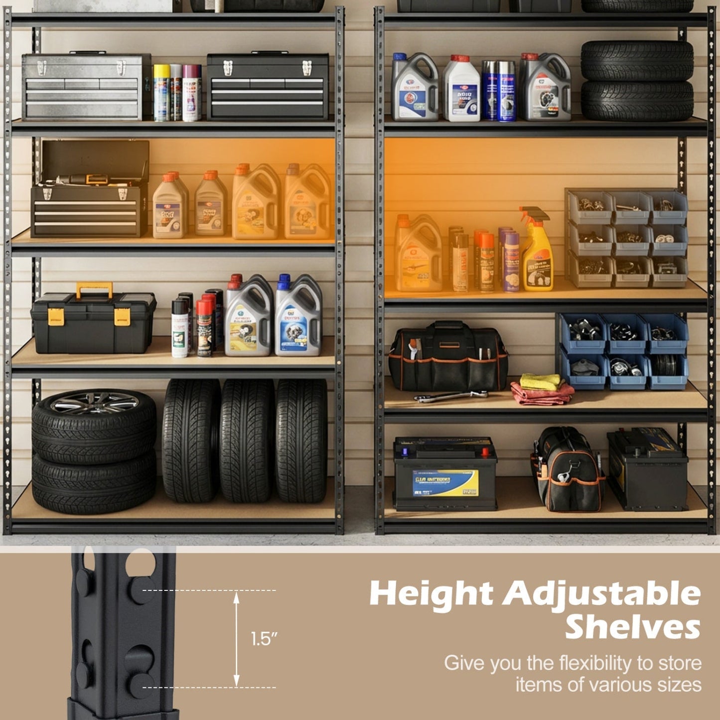 5-Tier Heavy Duty Garage Shelving Unit - 2200 LBS Capacity