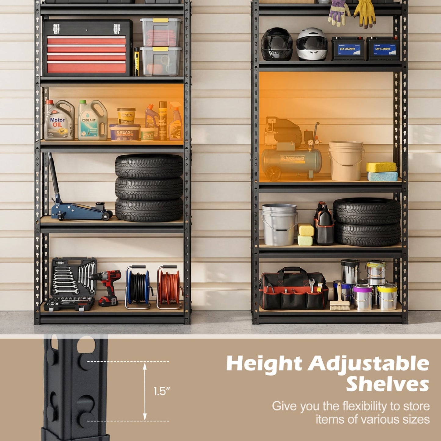 5-Tier Garage Shelving Unit 2200 LBS Metal Storage Shelves Adjustable Utility Rack