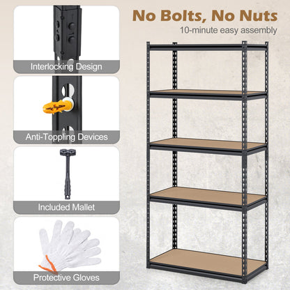 5-Tier Garage Shelving Unit 2200 LBS Metal Storage Shelves Adjustable Utility Rack
