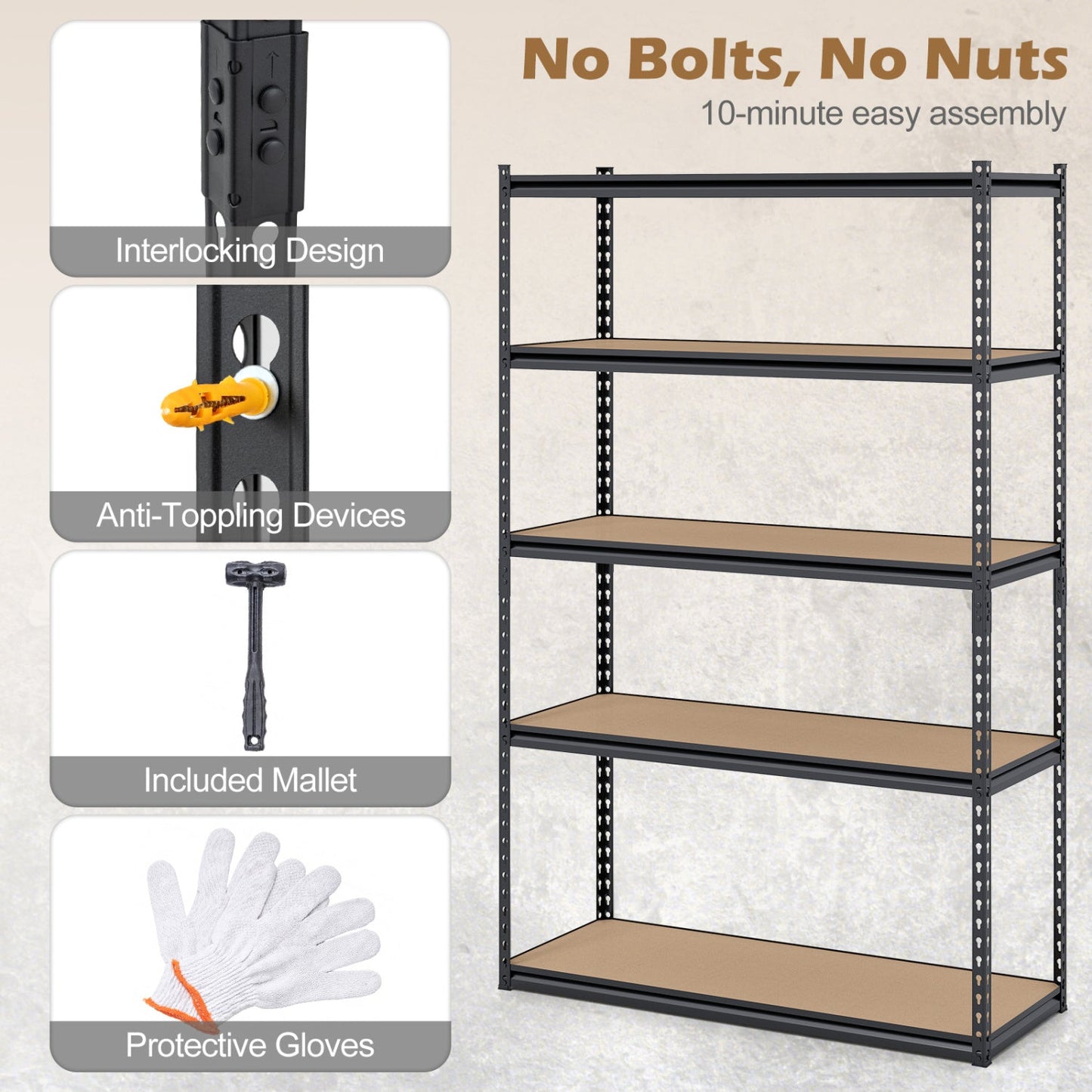 5-Tier Garage Shelving Unit for Warehouse and Basement