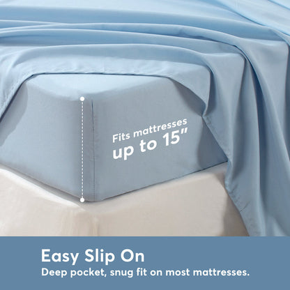 Kasentex Lightweight Sheet Set Full/Queen/King - Breathable Deep Pocket Bed Sheets with Pillowcases