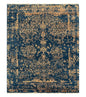 Area Rug 8x10 High Quality Handmade Oriental Carpet, Modern Contemporary Rug, Rug for Living Room, Wool Rug, Blue and Gold, Pakistani Rug