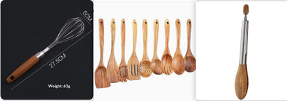 Stainless Steel Wooden-handled Manual Kitchen Mixeregg Beater Gadget
