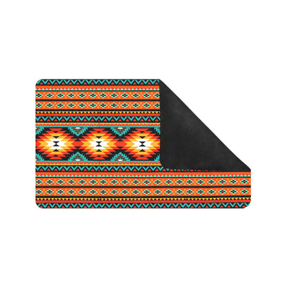 Orange Aztec Floor Mat 30" x 18" Made in America