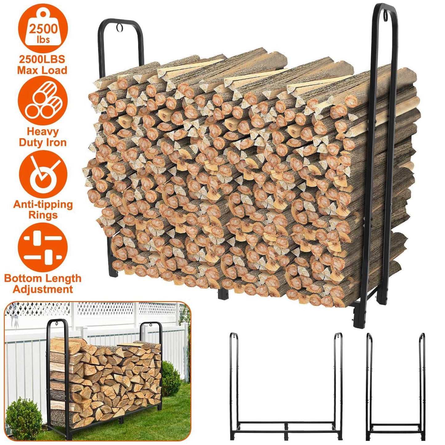 Firewood Log Rack for Home Use Heavy Duty Wood Storage