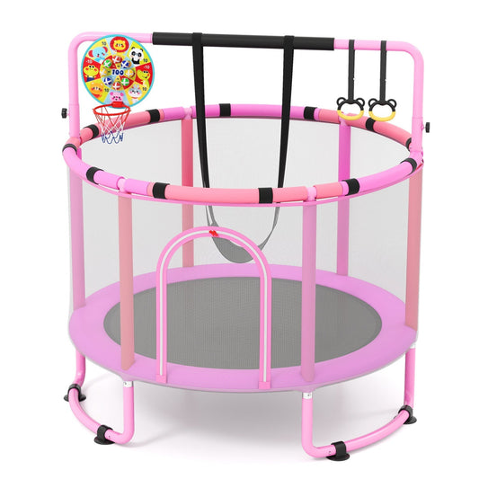 60-Inch Kids Trampoline with Adjustable Gymnastics Bar