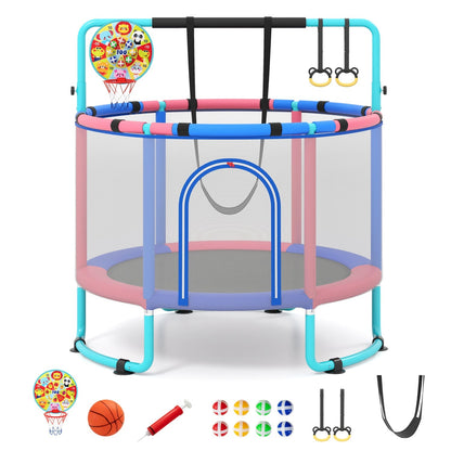 60-Inch Kids Trampoline with Adjustable Gymnastics Bar