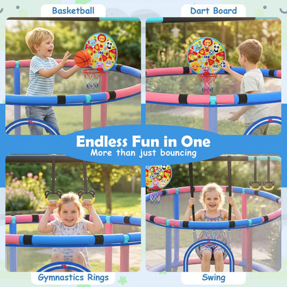 60-Inch Kids Trampoline with Adjustable Gymnastics Bar