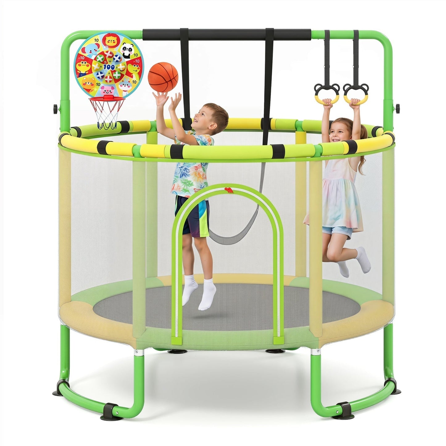 60-Inch Kids Trampoline with Adjustable Gymnastics Bar