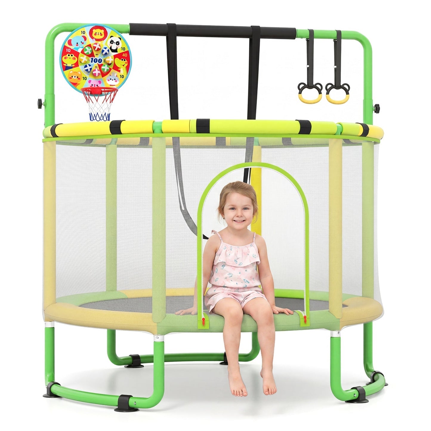 60-Inch Kids Trampoline with Adjustable Gymnastics Bar