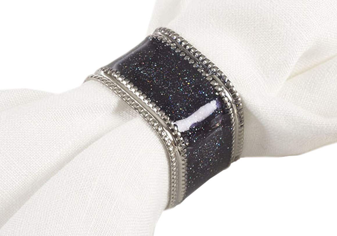 Fennco Styles Sparkling Square Design Napkin Rings, Set of 4 - Metal Napkin Holders for Home, Dining Room Decor, Banquets, Wedding and Special Occasions