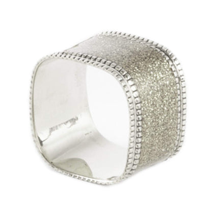 Fennco Styles Sparkling Square Design Napkin Rings, Set of 4 - Metal Napkin Holders for Home, Dining Room Decor, Banquets, Wedding and Special Occasions