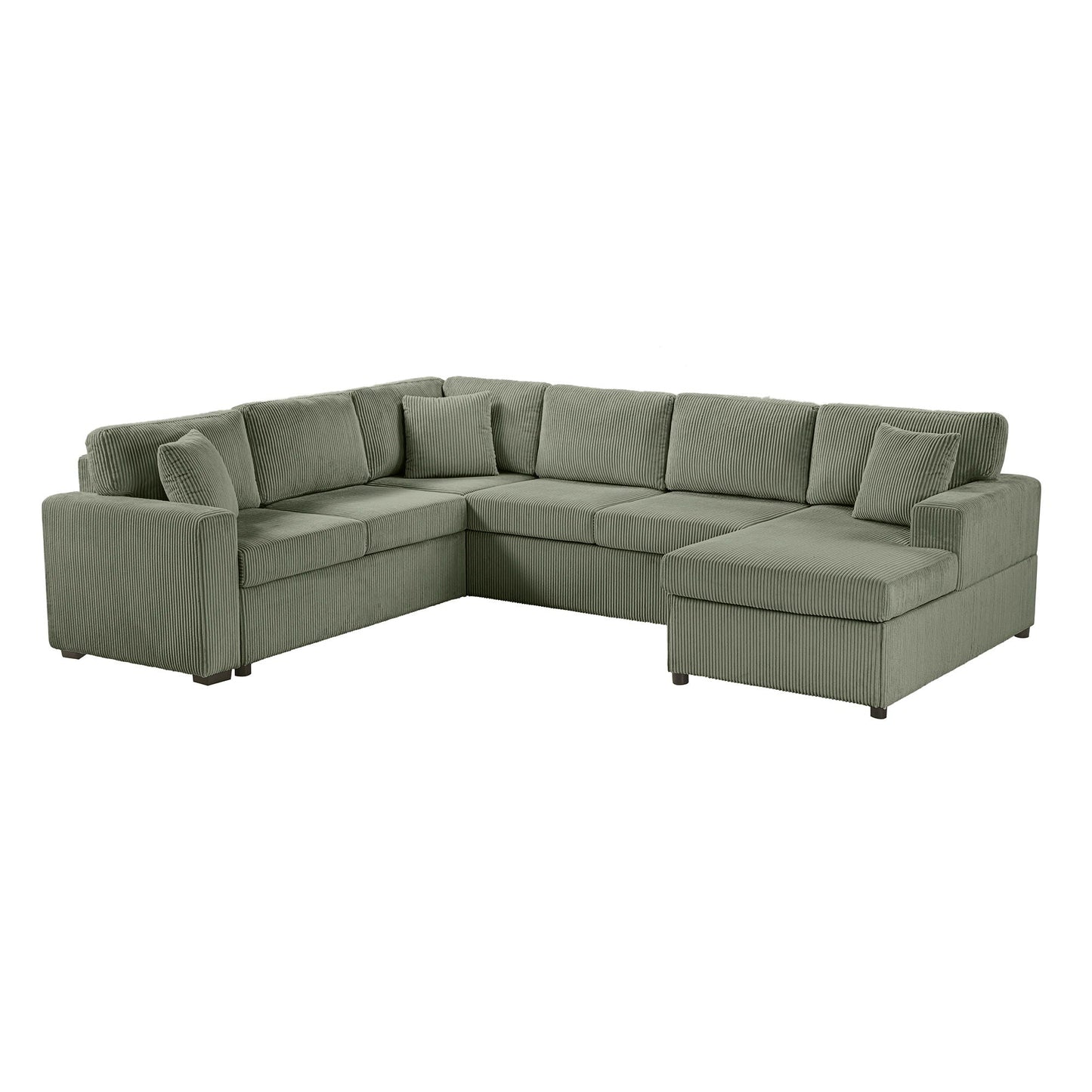Oversized Sectional U-Shaped Sofa With Chaise Lounge And Three Soft Throw Pillows
