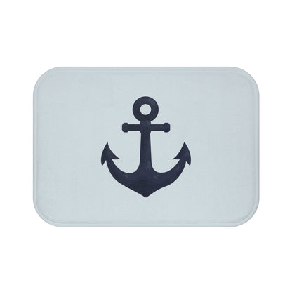 Elegant Nautical Anchor Bath Mat — Coastal Pale Blue Bathroom Rug