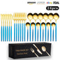 Cutlery Set Stainless Steel Knife Fork Set 24-Piece Tableware Set Golden Steak Knife Fork Spoon 6-Person Set