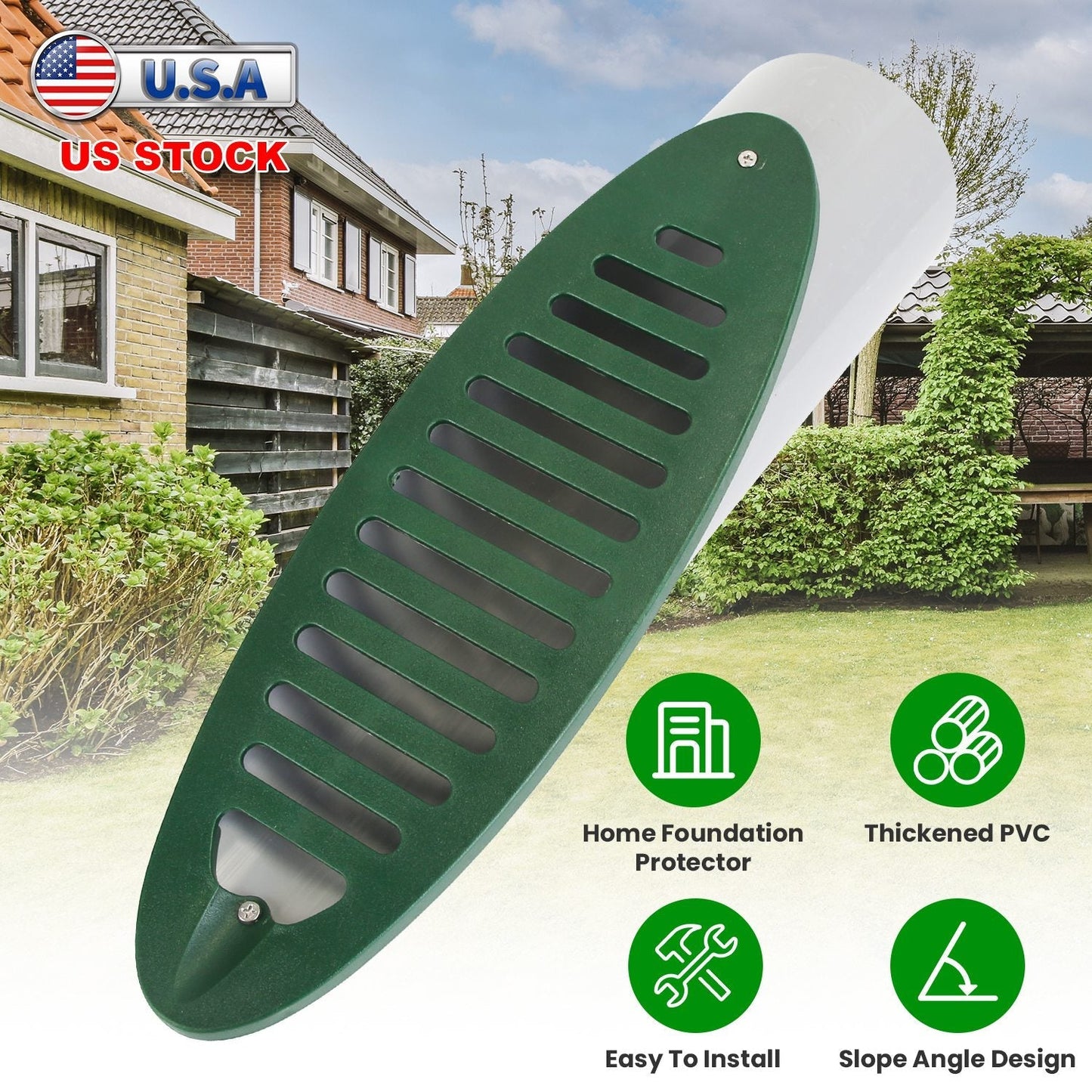 4Inch Green Angled Yard Drainage Pipe With Sloped Grate Yard Drain Emitter For Sump Pump Discharge Downspout Extensions Inlet Outlet Yard Drain Compat