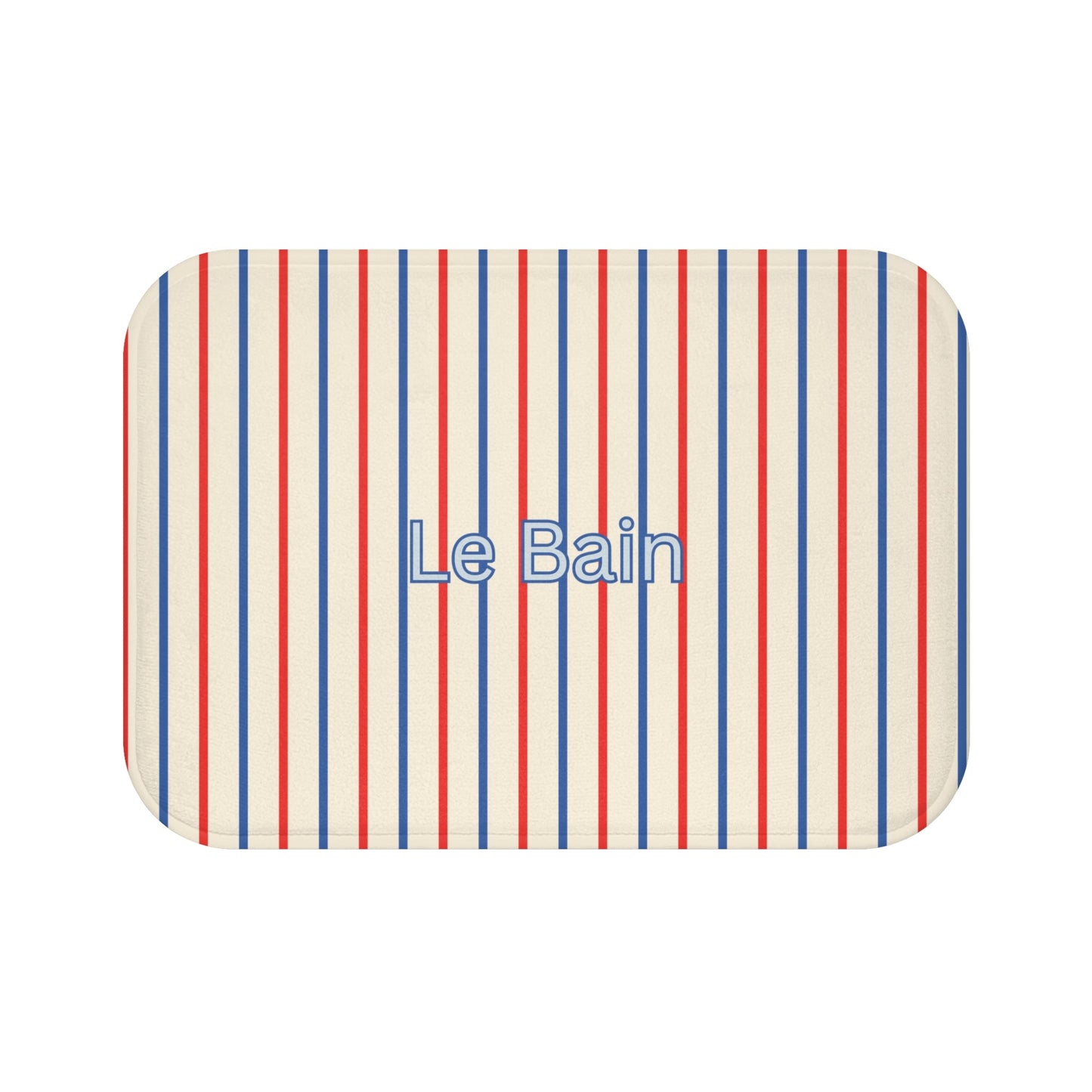 Le Bain Tricolor Striped Bath Mat, CREAM — French-Inspired Red & Blue Bathroom Rug