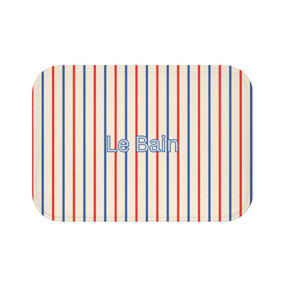 Le Bain Tricolor Striped Bath Mat, CREAM — French-Inspired Red & Blue Bathroom Rug