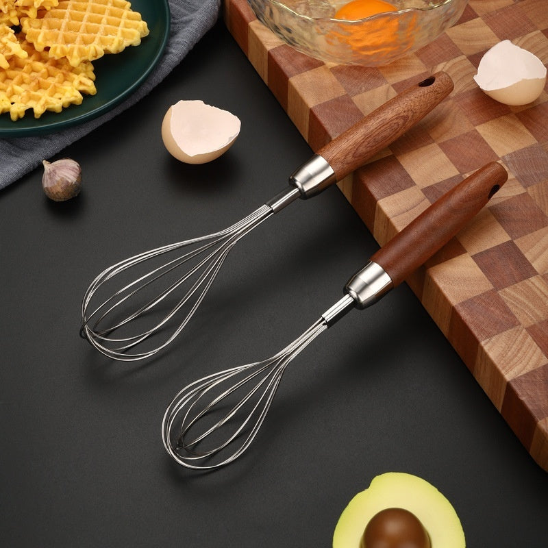 Stainless Steel Wooden-handled Manual Kitchen Mixeregg Beater Gadget