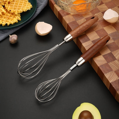 Stainless Steel Wooden-handled Manual Kitchen Mixeregg Beater Gadget