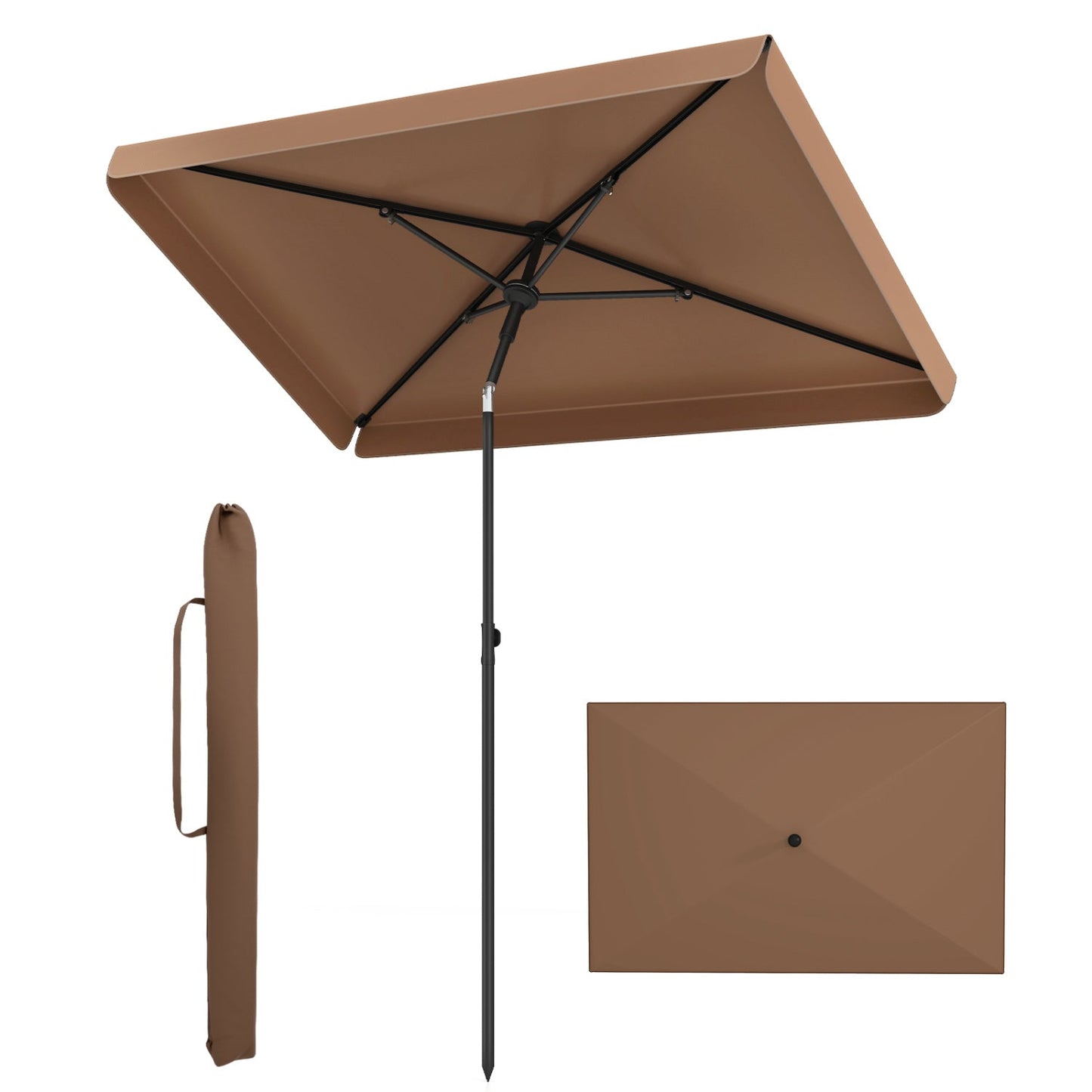 6.5 x 4.3 FT Rectangular Outdoor Balcony Umbrella with Tilt Adjust Button