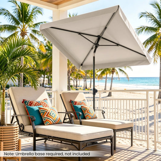 Rectangular Patio Umbrella 6.5 x 4.3 Ft with Tilt Adjustment