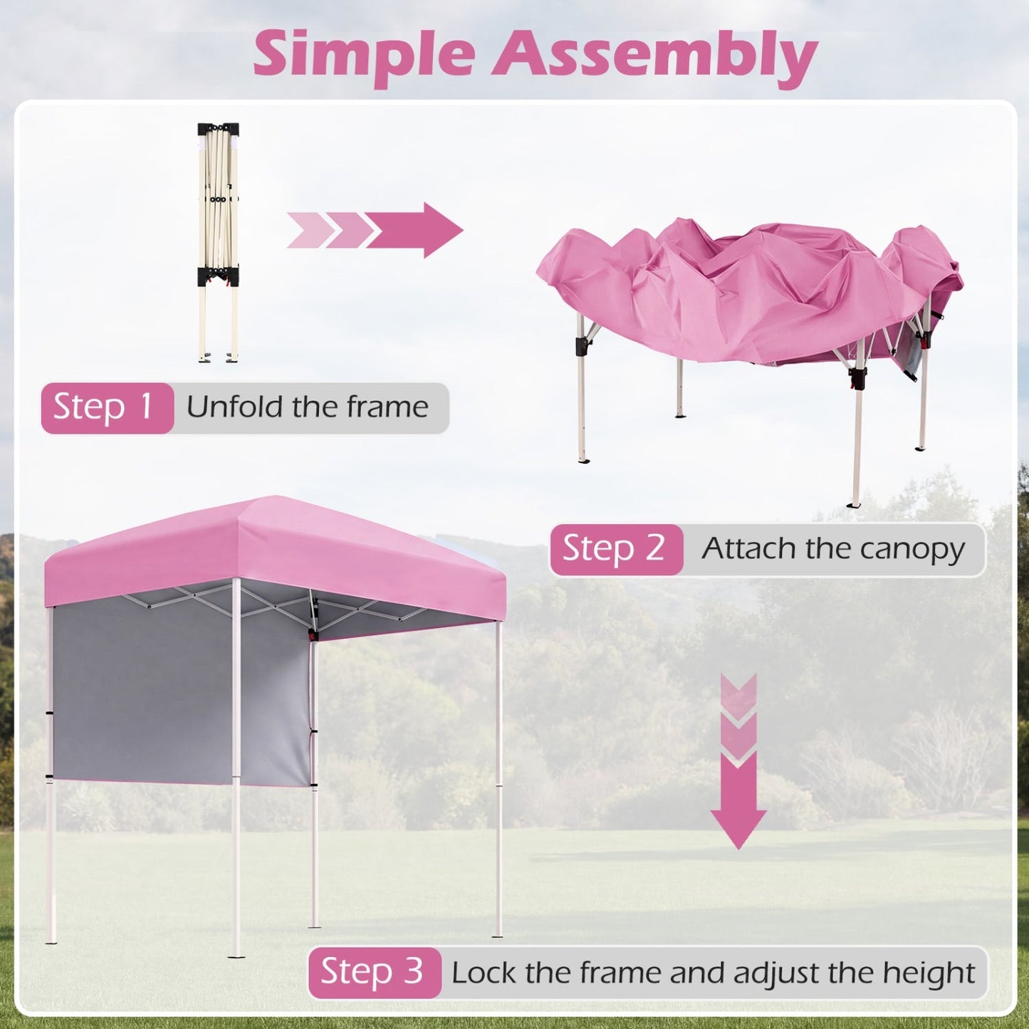 Pop-Up Canopy Tent 6x4 ft with Half Sidewall