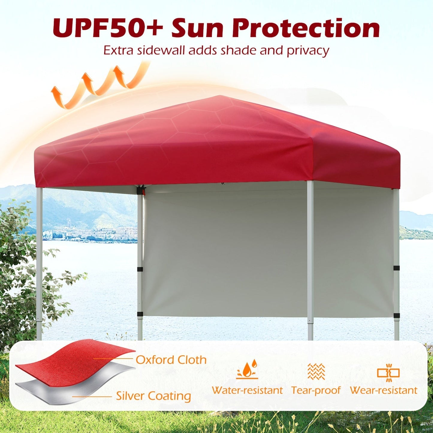 Pop-Up Canopy Tent 6x4 ft with Half Sidewall
