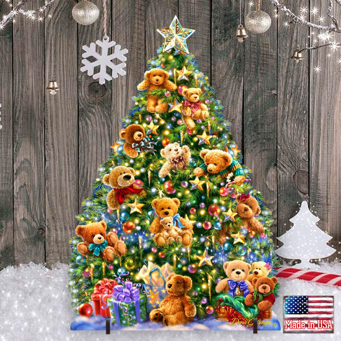Teddy Bear Tree Holiday Outdoor Yard Sign by D. Gelsinger - Christmas Decor - 8461019F-1101