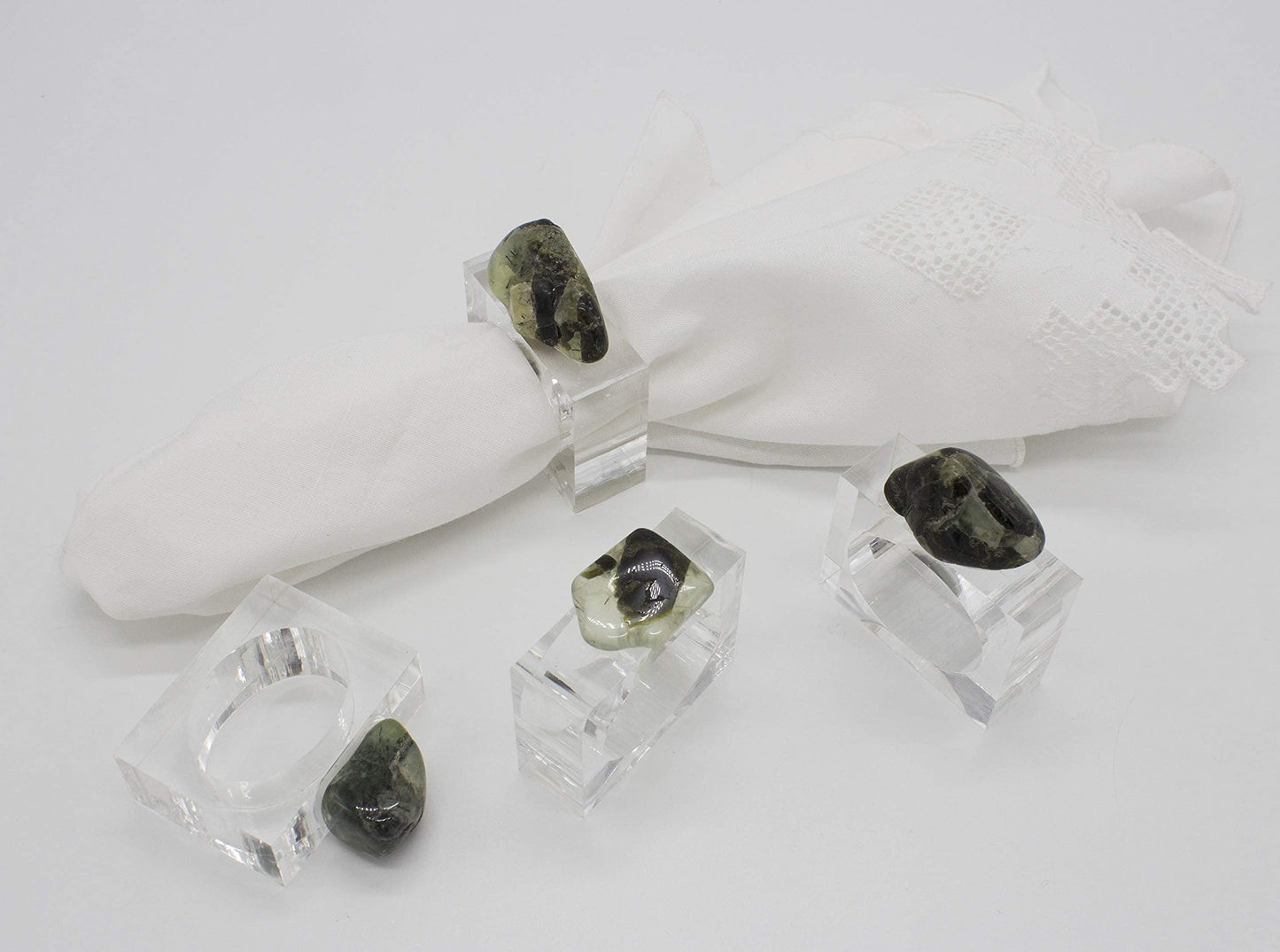 Fennco Styles Natural Stone Napkin Rings, Set of 4 - Natural Rock Napkin Holders for Home Décor, Dining Table, Banquet, Everyday Use and Special Occasion