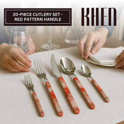 Khen 20-Piece Cutlery Set with Dinner Knives, Forks, Spoons, Salad Forks & Teaspoons