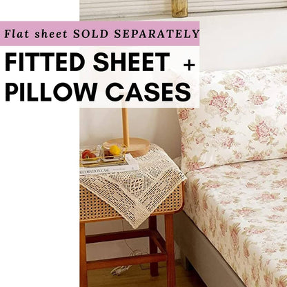 DaDa Bedding Hint of Mint Floral Cotton Fitted Sheet Set
